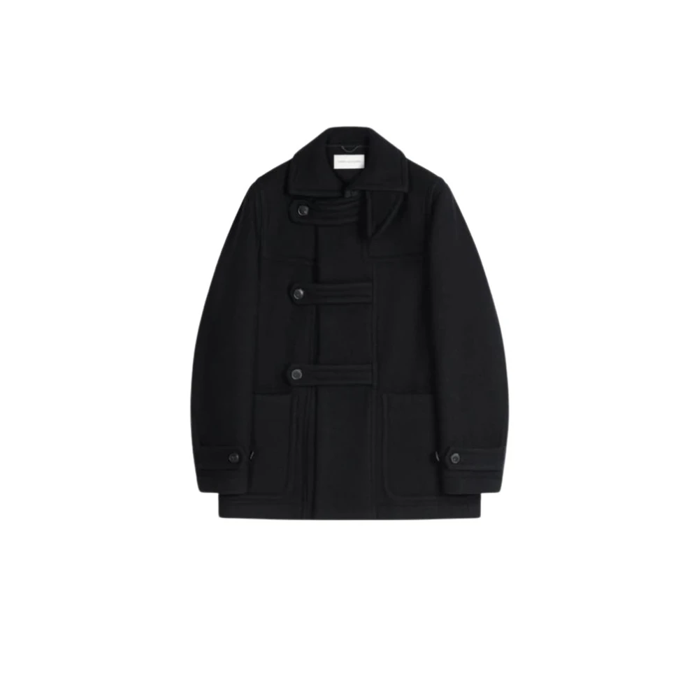 Dries Van Noten Elegante Wol Katoenen Jas in Zwart Black Heren