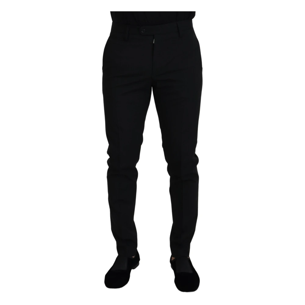Dolce & Gabbana Men's Black Suit Trousers, M, Elegant Wool-Blend Trousers