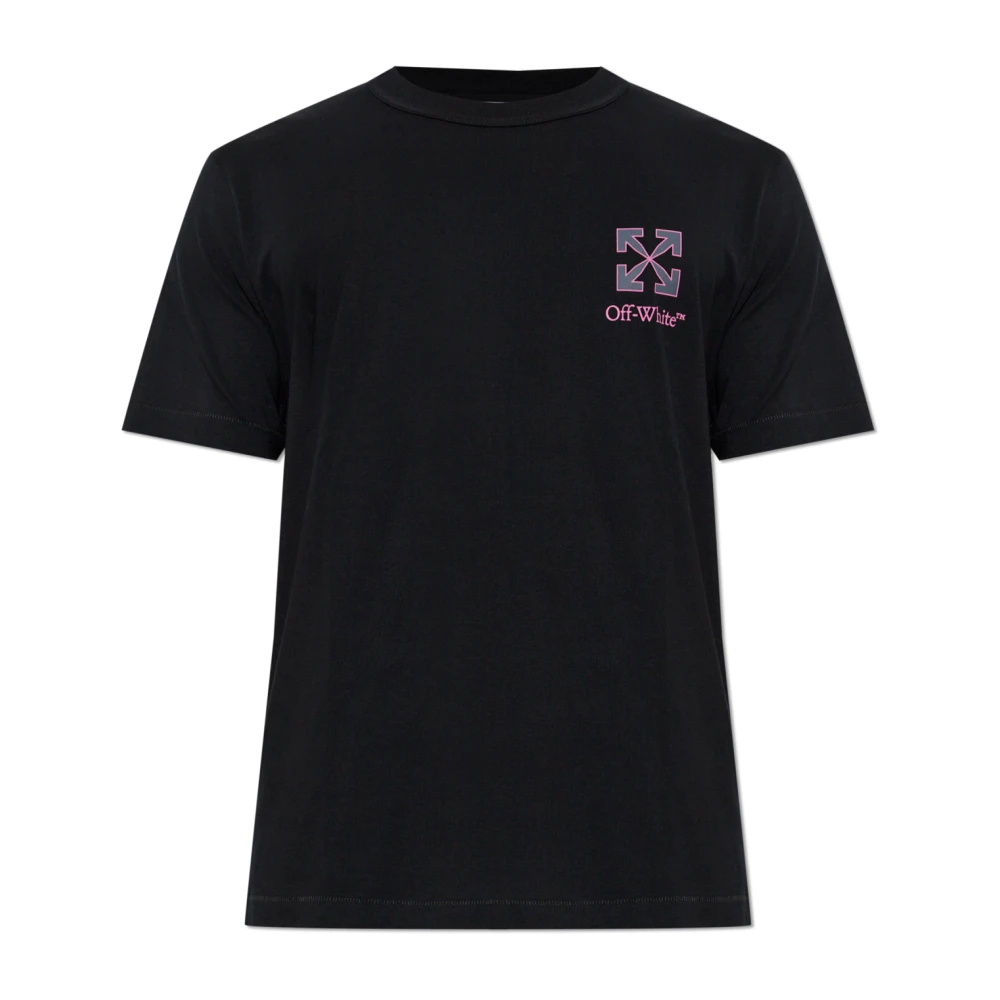 Off White Mannelijk Zwart Tops Heren, Xs, Katoen, T-Shirt Met Opgedrukte Logo