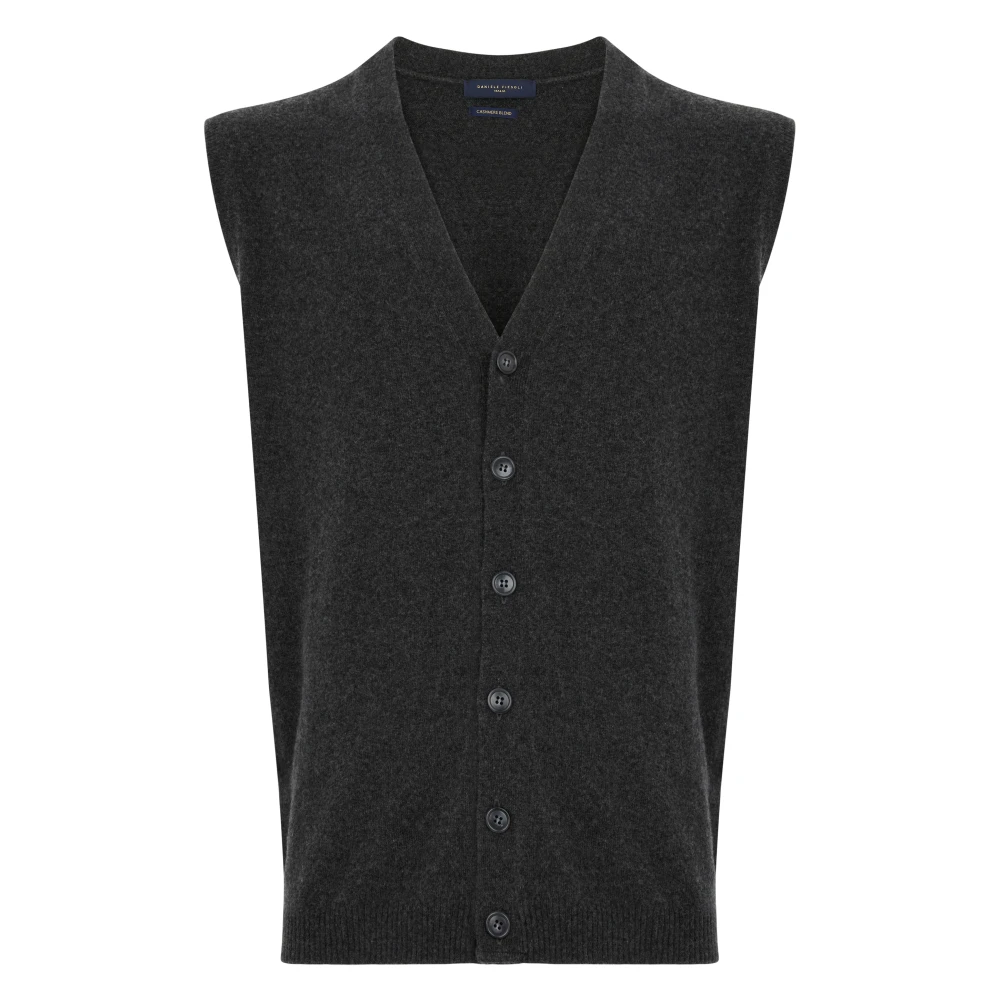 Daniele Fiesoli Grijze V-hals Merino Cashmere Trui Gray Heren