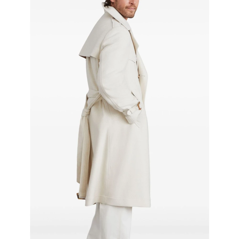BRUNELLO CUCINELLI Witte Wollen Streepjas White Heren