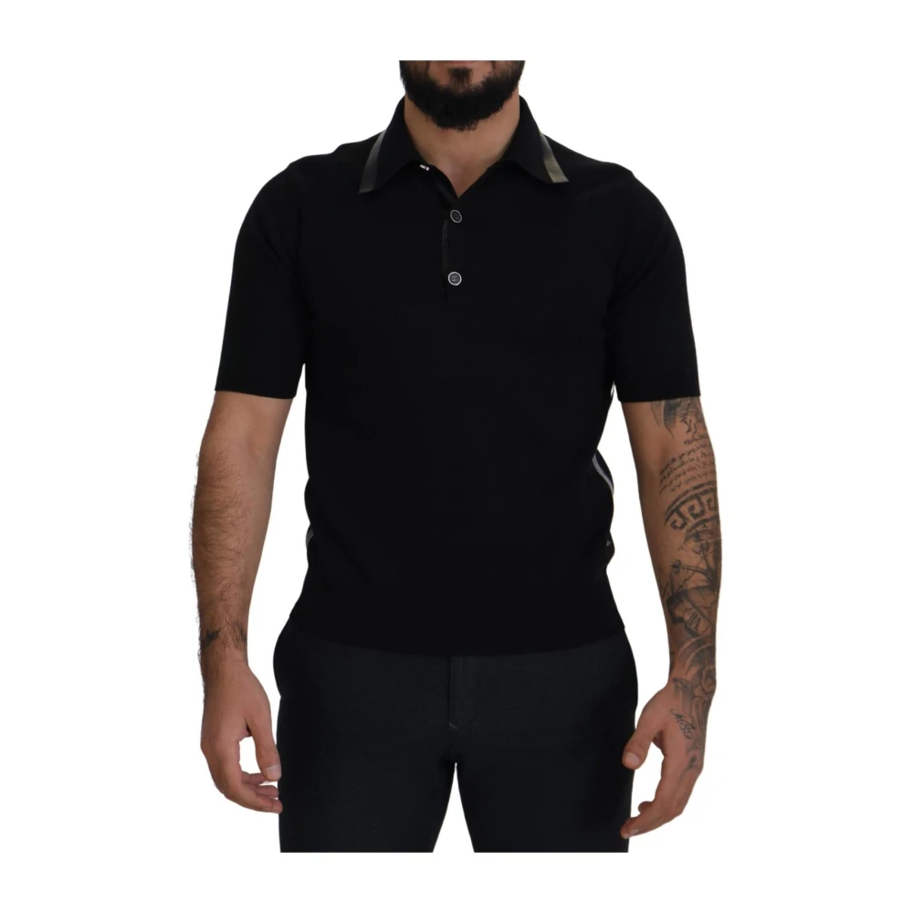 Dolce & Gabbana Women's Black Polo Shirt Silk Cotton Blend