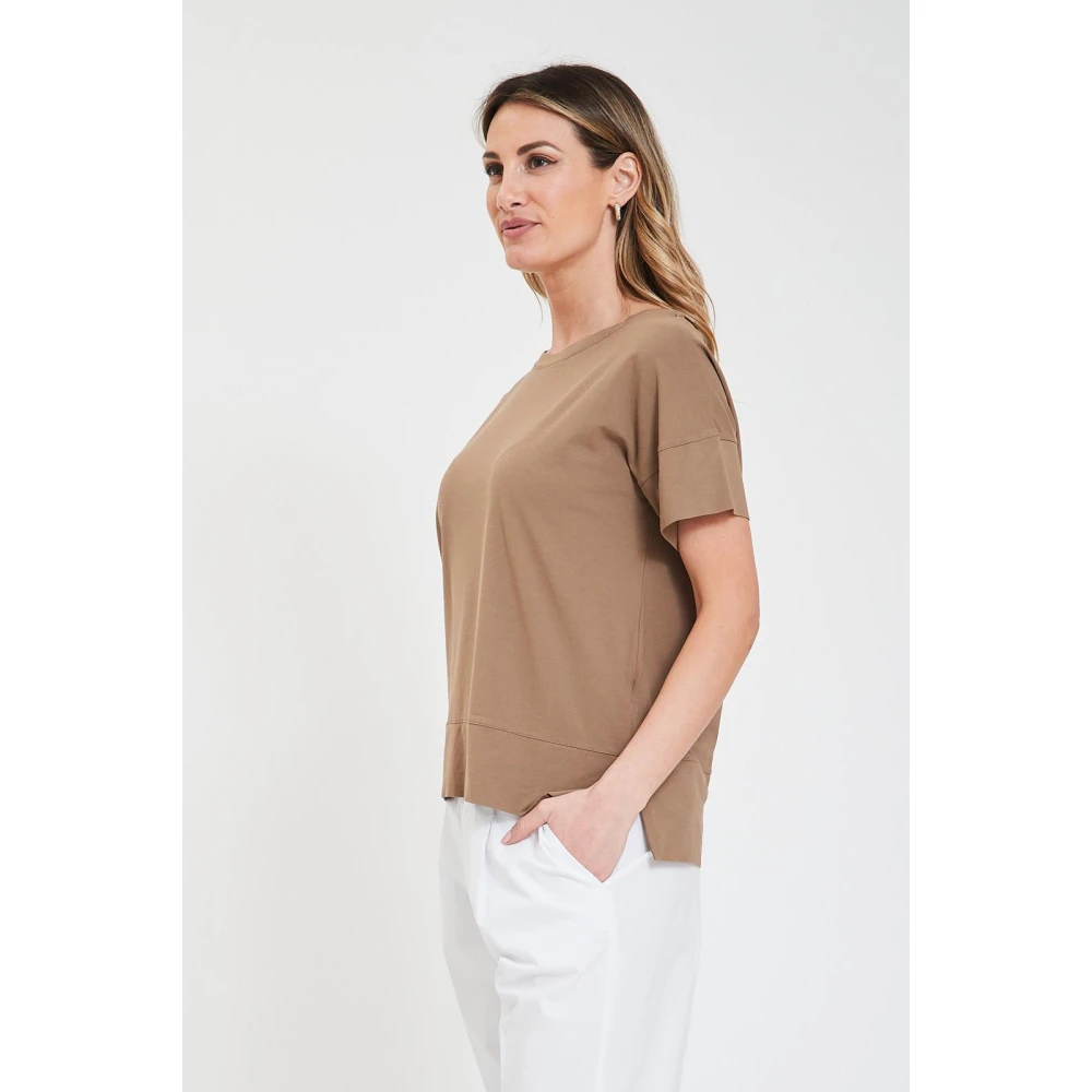 Alpha Studio Giro Box T-Shirt Trendy Design Brown Dames