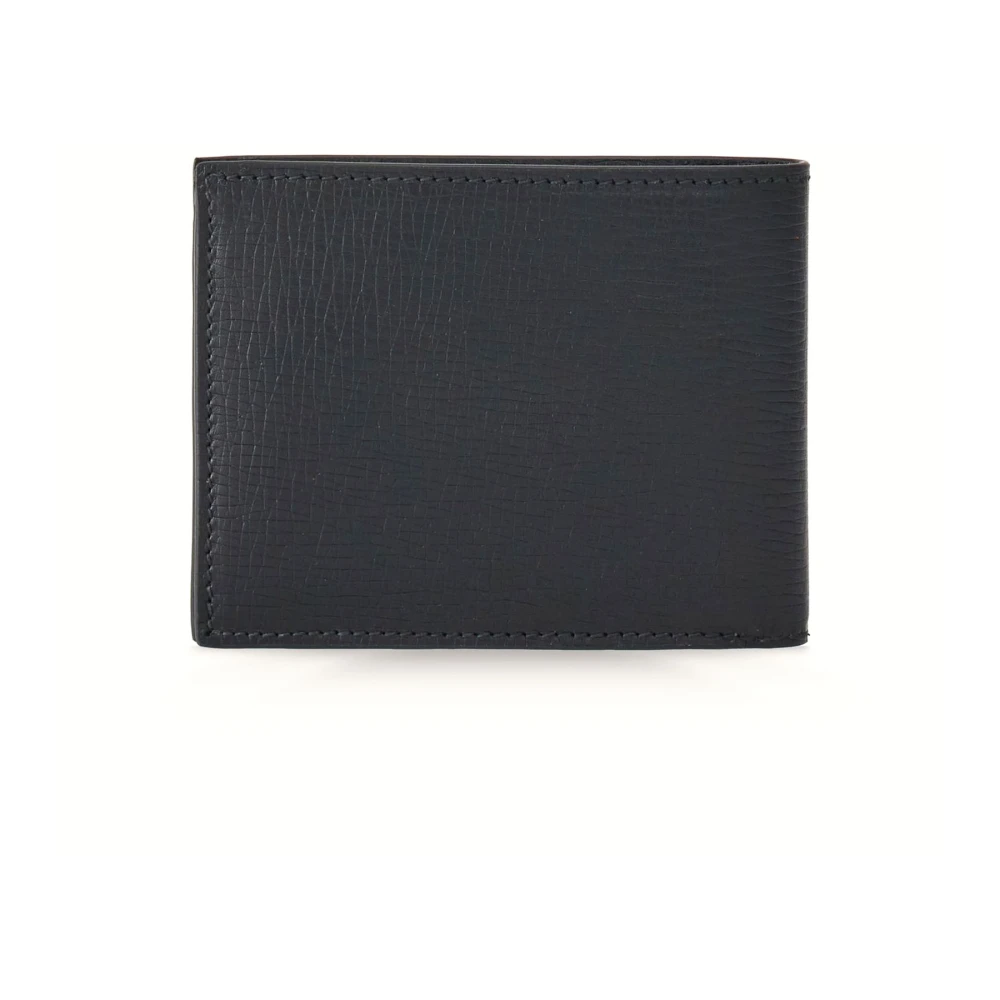 Salvatore Ferragamo Zwarte portemonnee van korrelig kalfsleer met kaartsleuven Black Heren