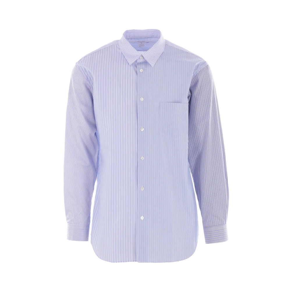 Comme des Garçons Gestreepte Patchwork Poplin Overhemd Blue Heren
