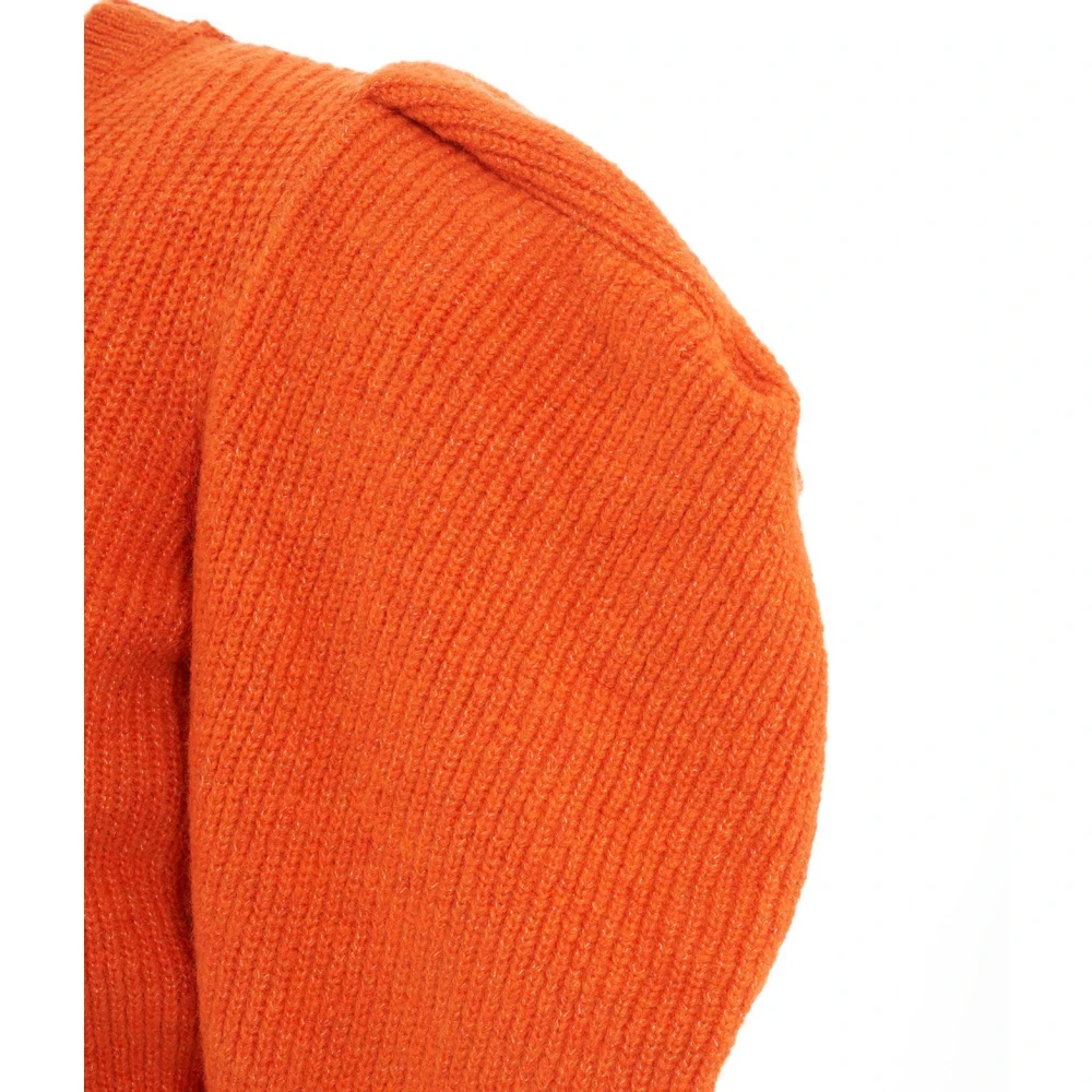 Akep Gebreide trui met ronde hals en pofmouwen Orange Dames