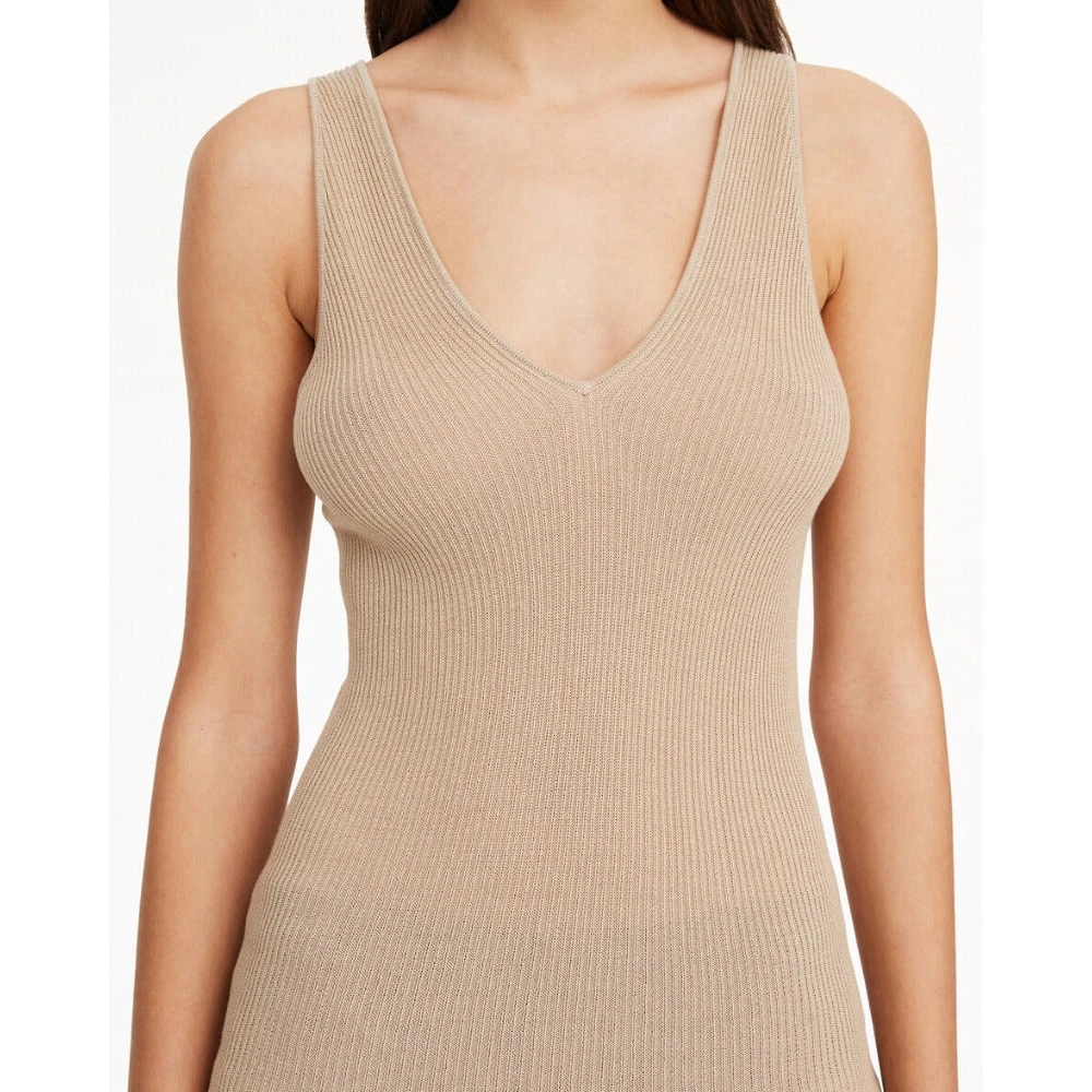 By Malene Birger Rory Mouwloze Ribgebreide Top By Herenne Birger Beige Dames