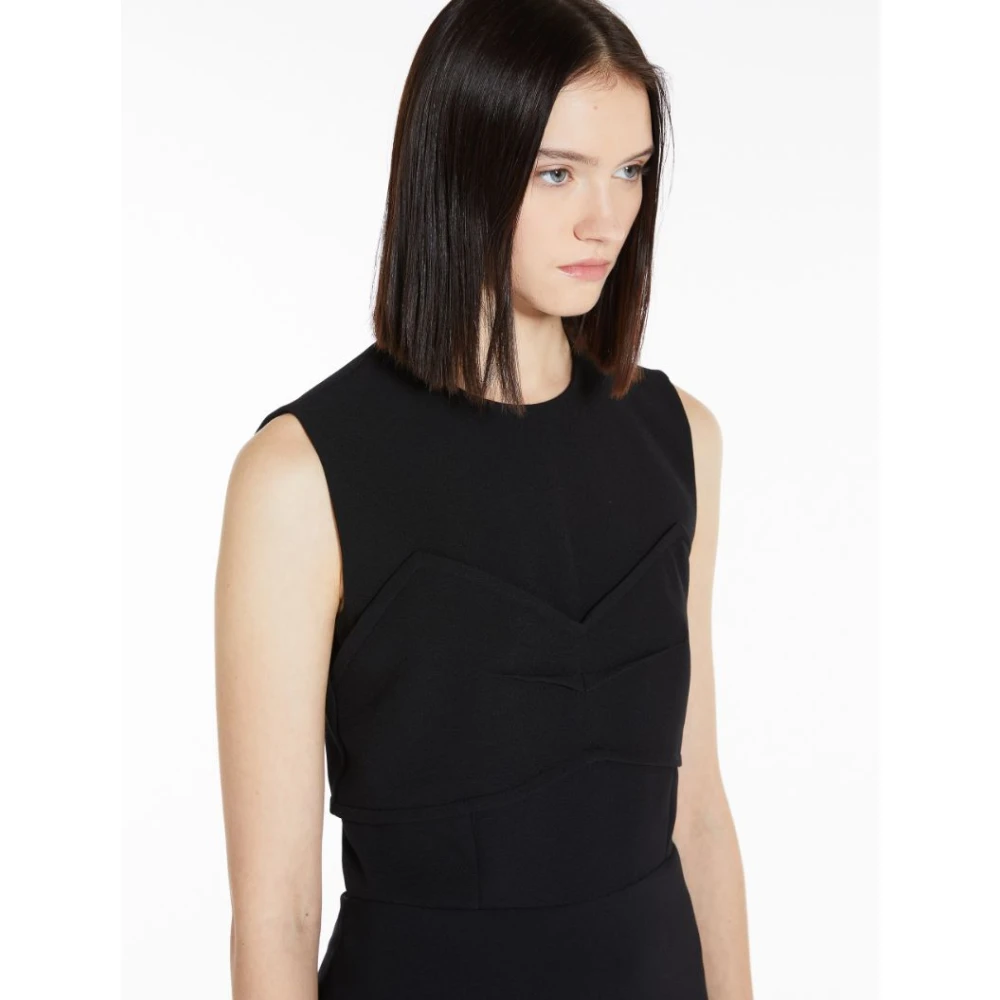 SPORTMAX Zwarte mouwloze jurk met geometrische uitsnijding Black Dames