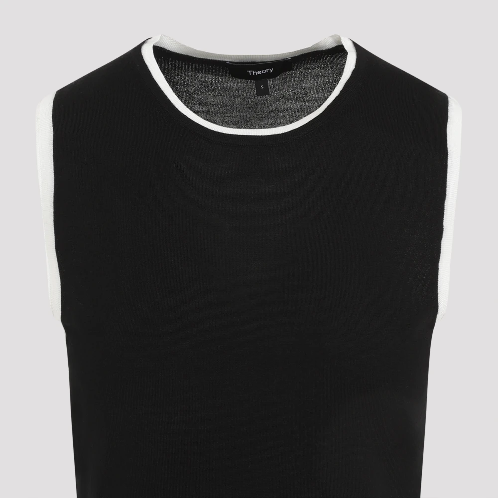 Theory Zijden Trim Tank Top Black Dames