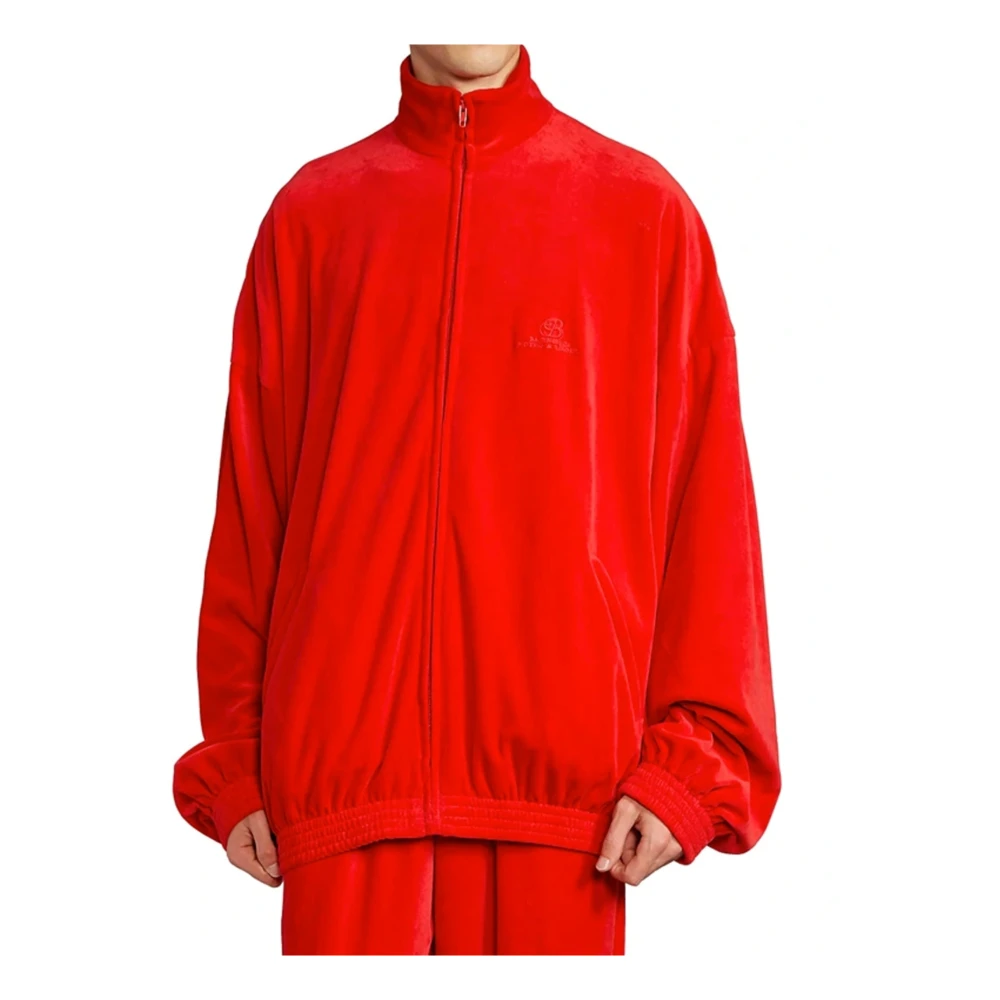Balenciaga Sweatshirt met ritssluiting en fluweeleffect Red Heren