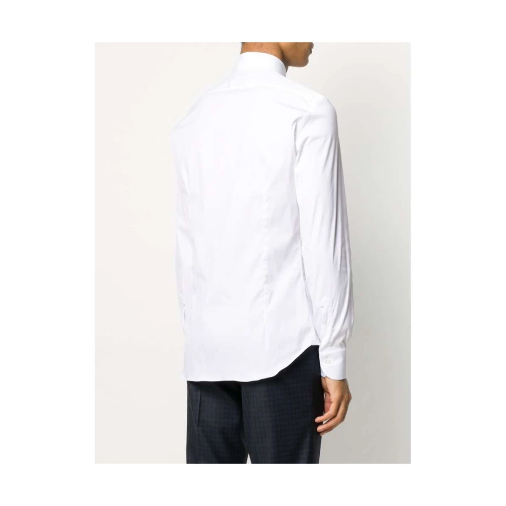 Mazzarelli Witte Katoenen Poplin Klassieke Overhemd White Heren