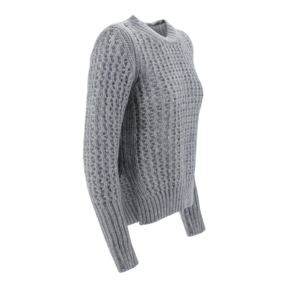 Herno Heldere Blauwe Metallic Gebreide Trui Blue Dames