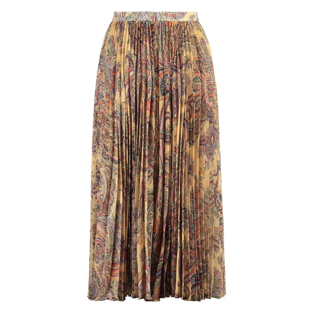 ETRO Geplooide Rok met Paisley Print Beige Dames