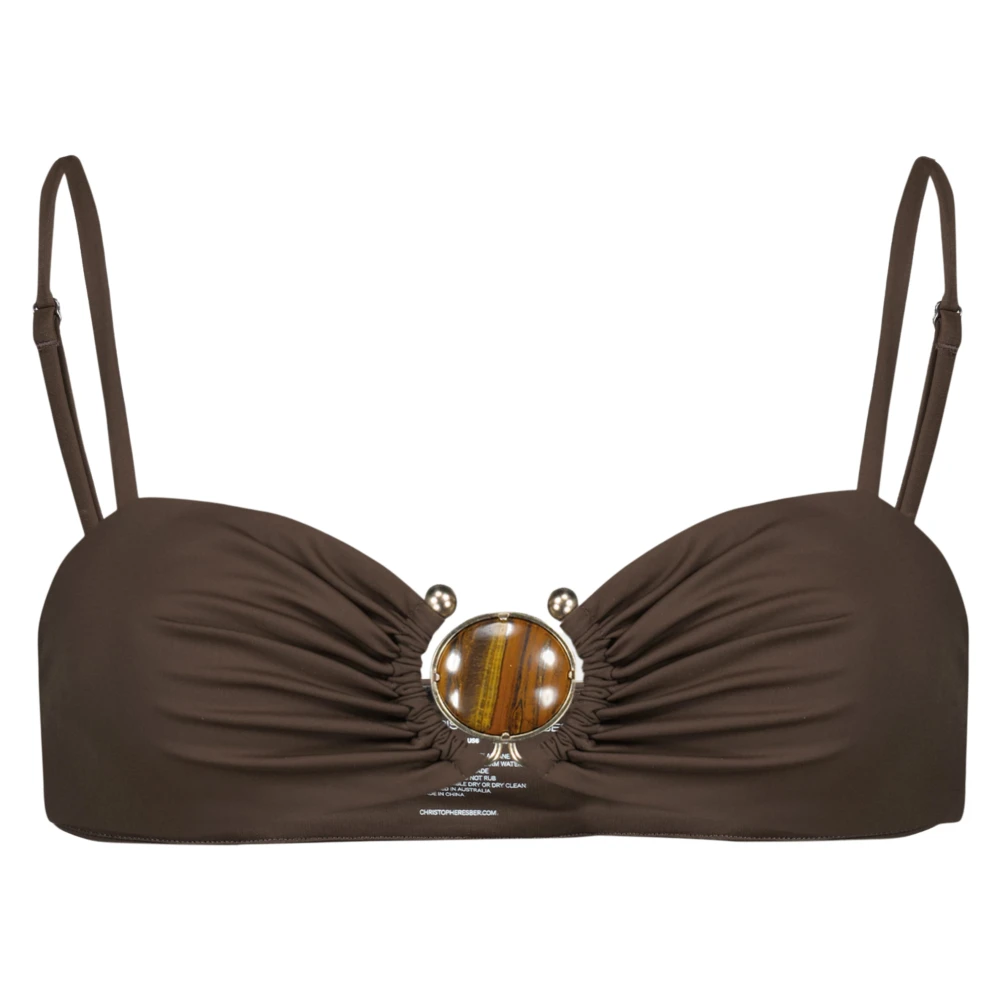 Christopher Esber Women's Brown Bikinis, S, Mineral Stone Bandeau