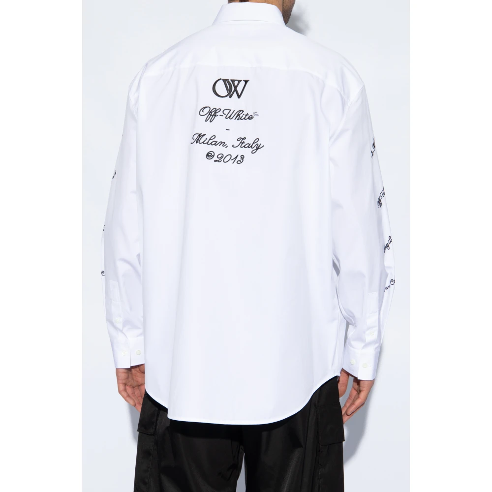 Off White Geborduurd overhemd White Heren