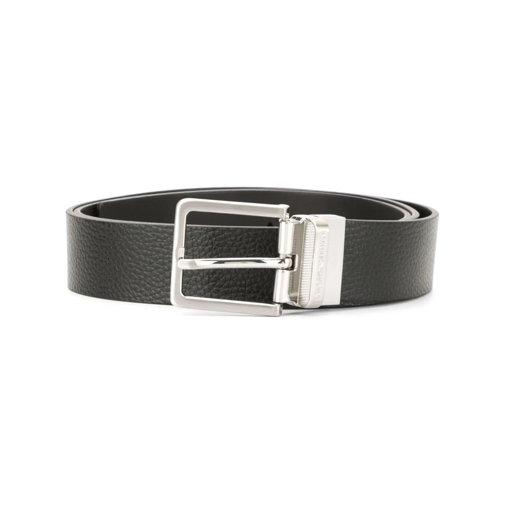Emporio Armani Men's Black Belts, One Size, Leather Belt