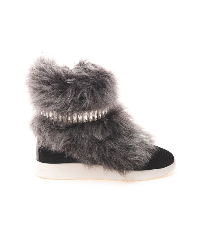 sneaker-en-neoprene-noir-fourrure-cristal