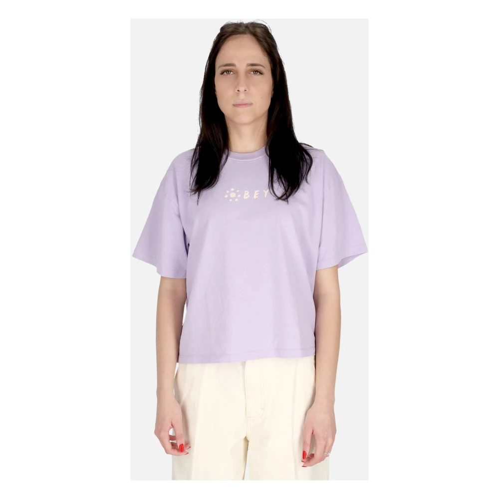 Obey Bloemen Crop Tee Purple Dames