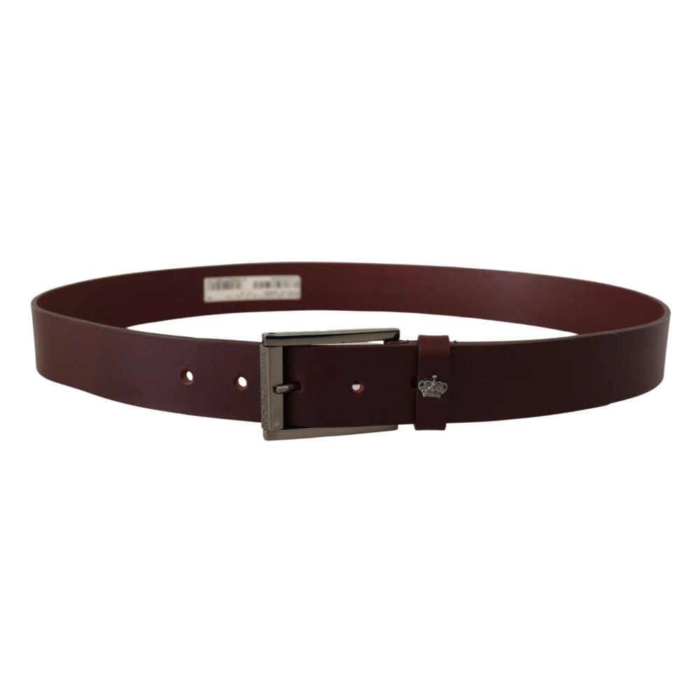 Dolce & Gabbana Herren Braun Es Leder Silberne Metall Kronen Schnalle Gürtel