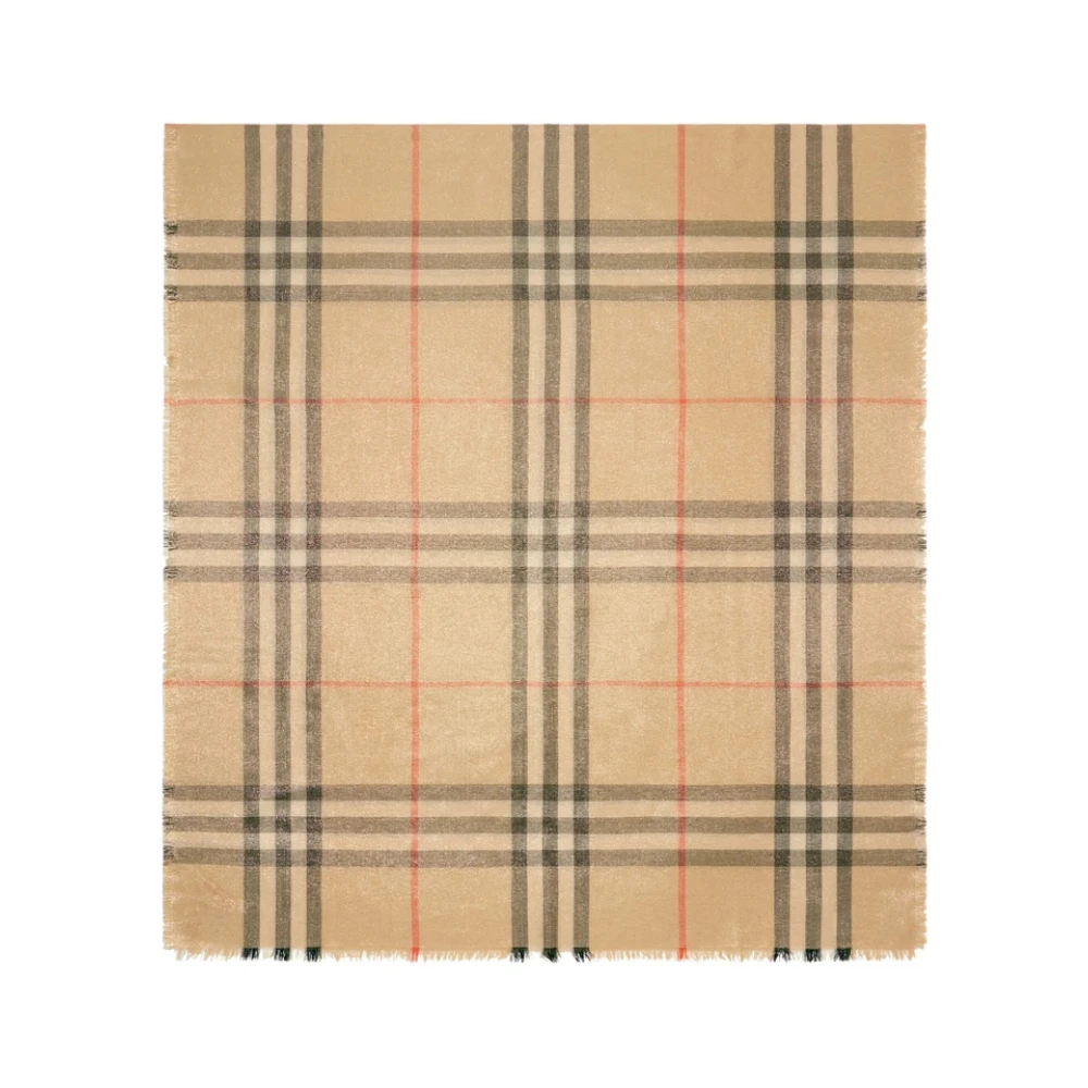 Burberry Vintage Check Patroon Omslag Sjaal Beige Dames
