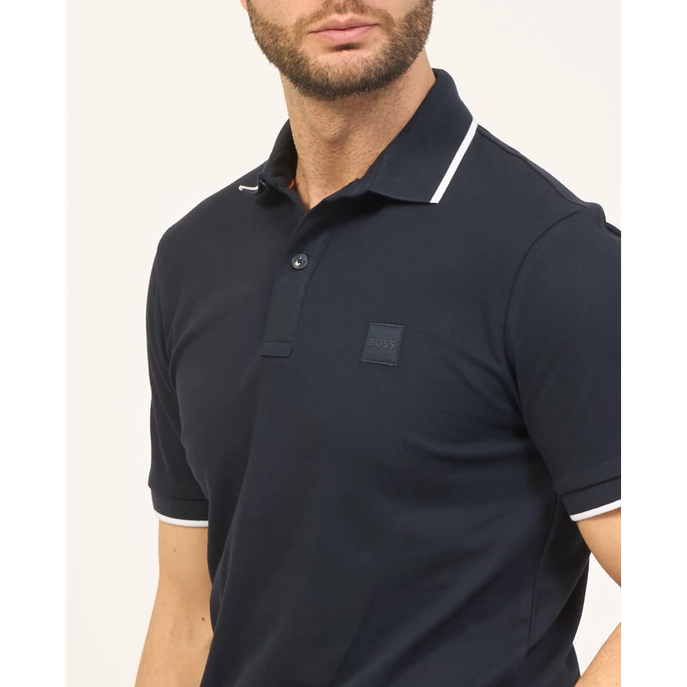 Boss Blauwe Polo Slim Fit Piqué Blue Heren