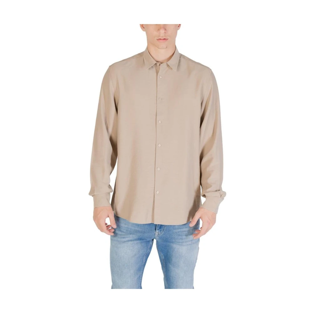 Antony Morato Men's Beige Casual Shirts, 2XL, Viscose Classic Collar Shirt