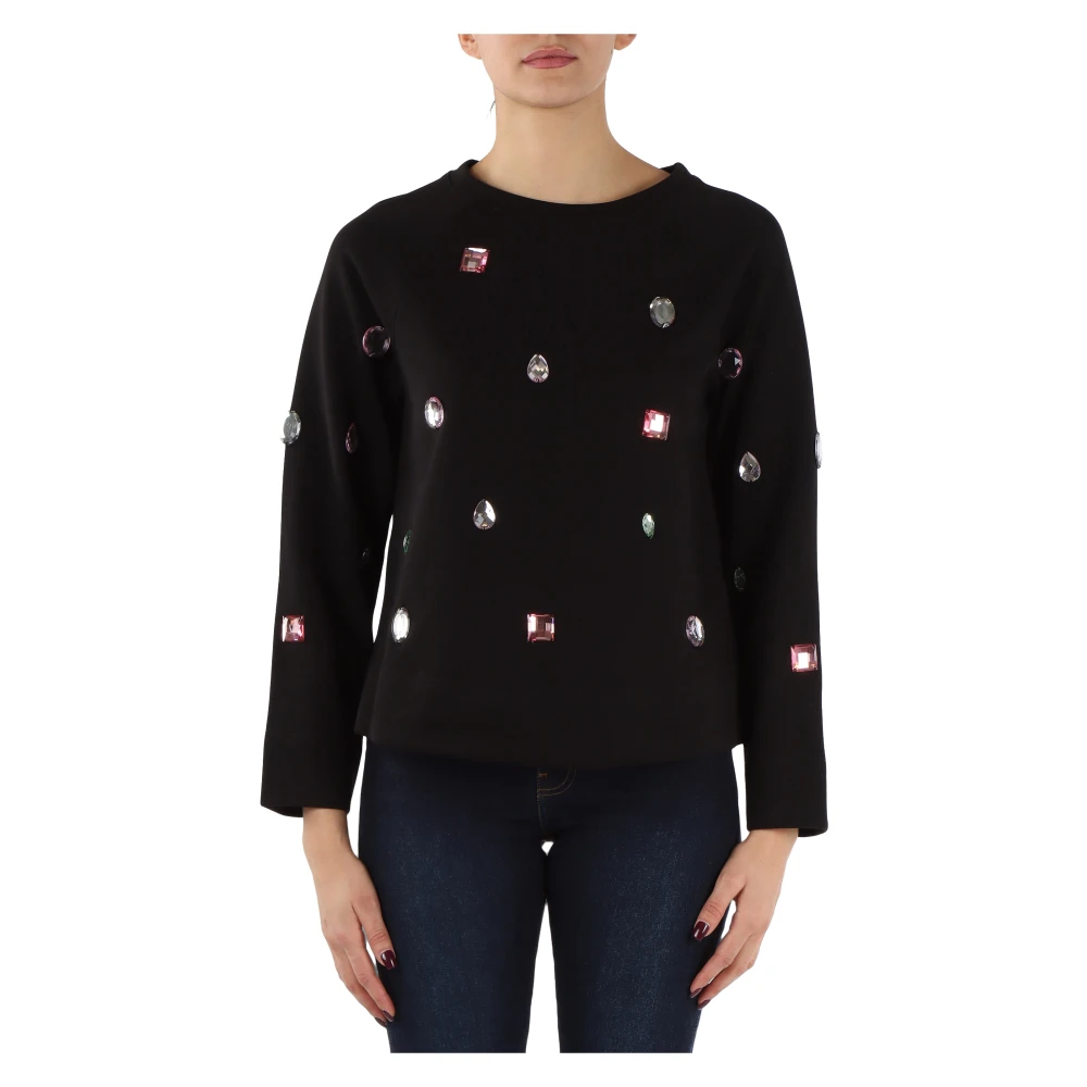 Emporio Armani Katoenen sweatshirt met versierde stenen Black Dames