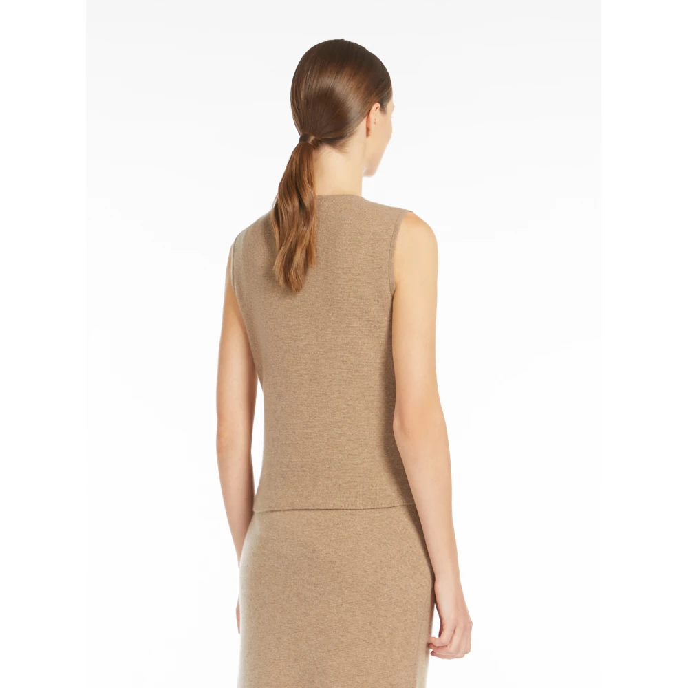 Max Mara Beige Mouwloze Wol Kasjmier Trui Beige Dames