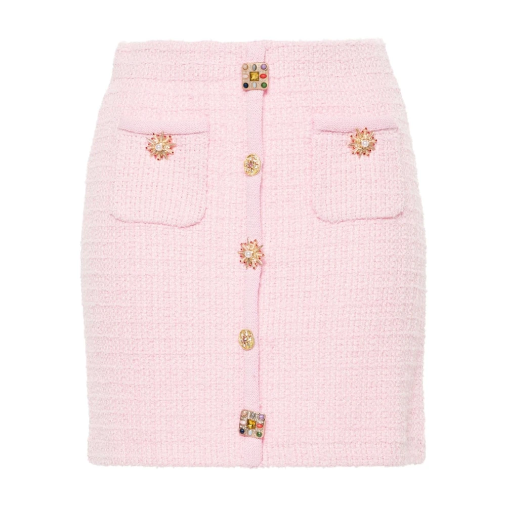 Self Portrait Roze Gebreide Minirok met Gouden Details Pink Dames