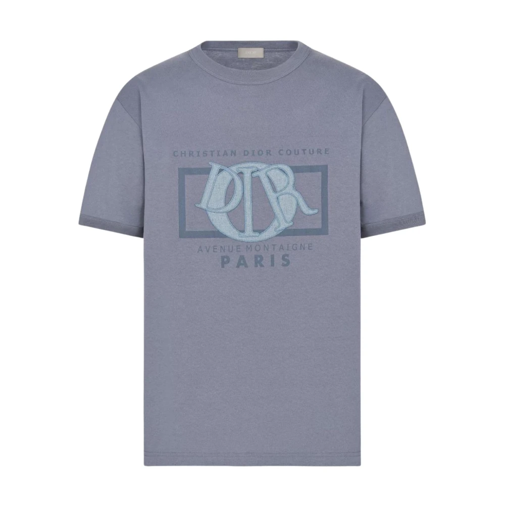 Dior Betoverende Grijze T-shirt met Charms Blue Heren