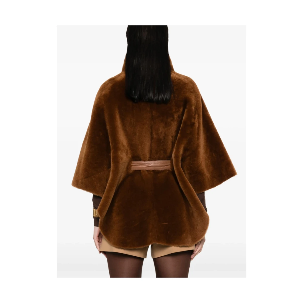 Suprema Shearling Batwing Jas Cognac Bruin Brown Dames