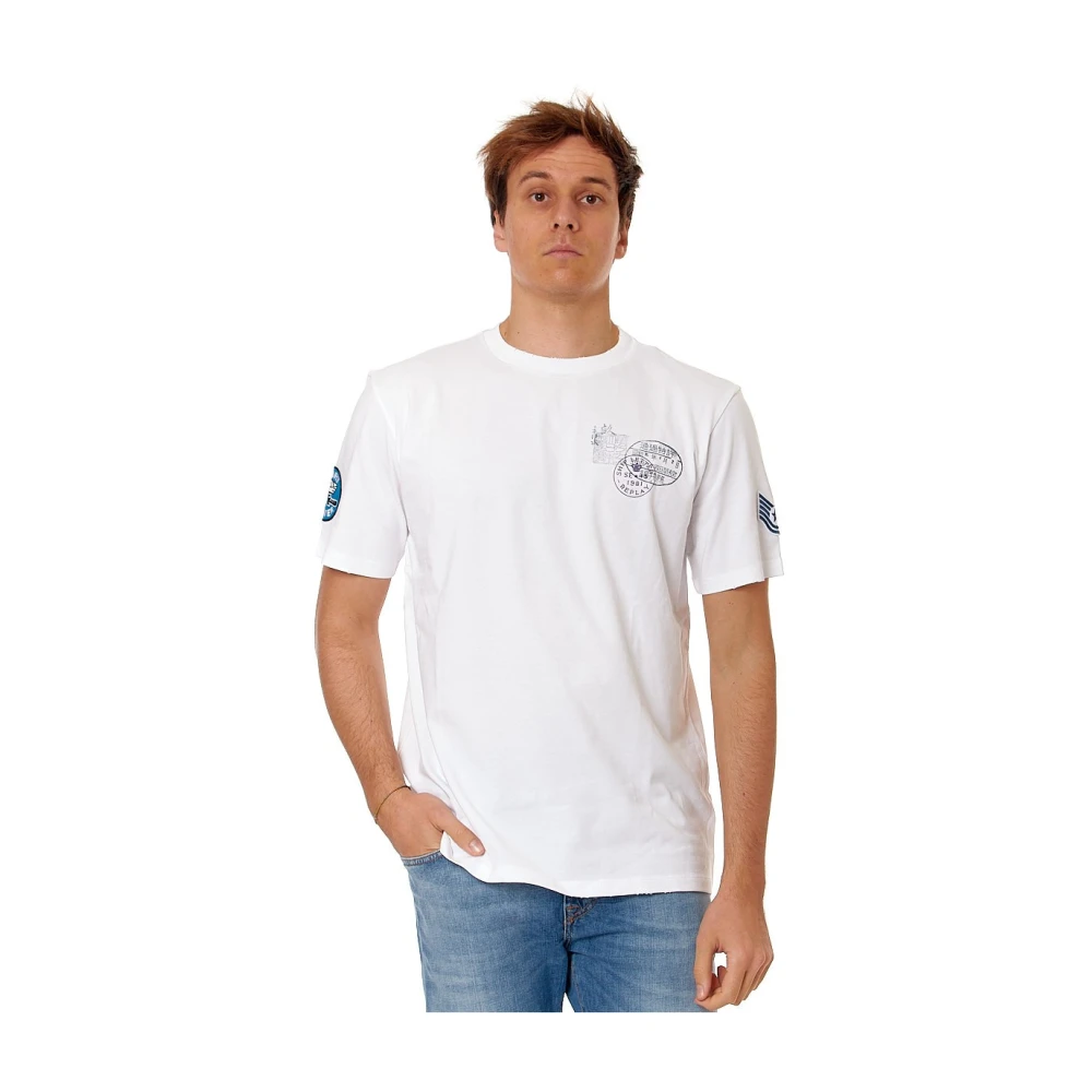 Replay Kleurrijk Ronde Hals Katoenen T-shirt White Heren