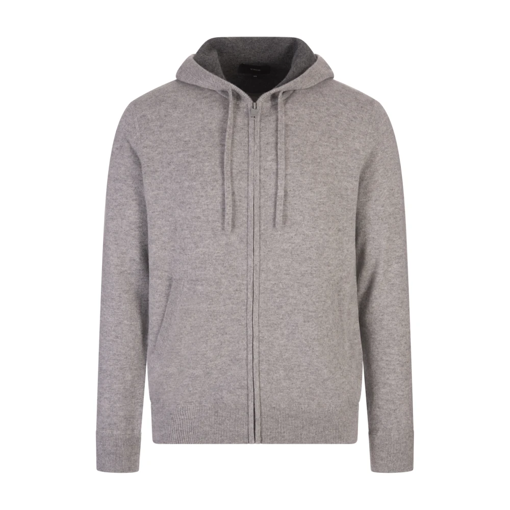 Vince Kashmir Hoodie med Dragkedja Gray, Herr