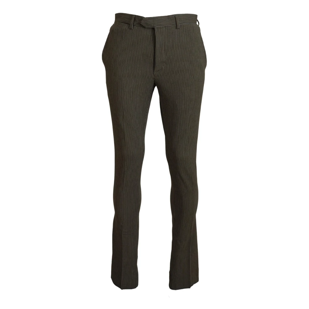 Bencivenga Green Slim-Fit Trousers, Male, S, Elegant Multicolor Cotton Trousers