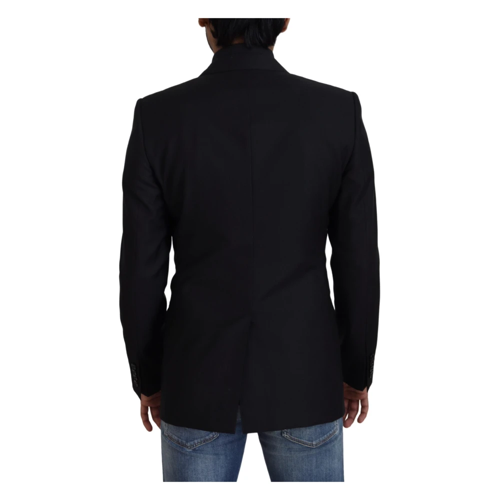 Dolce & Gabbana Zwarte Wol Single Breasted Blazer Black Heren