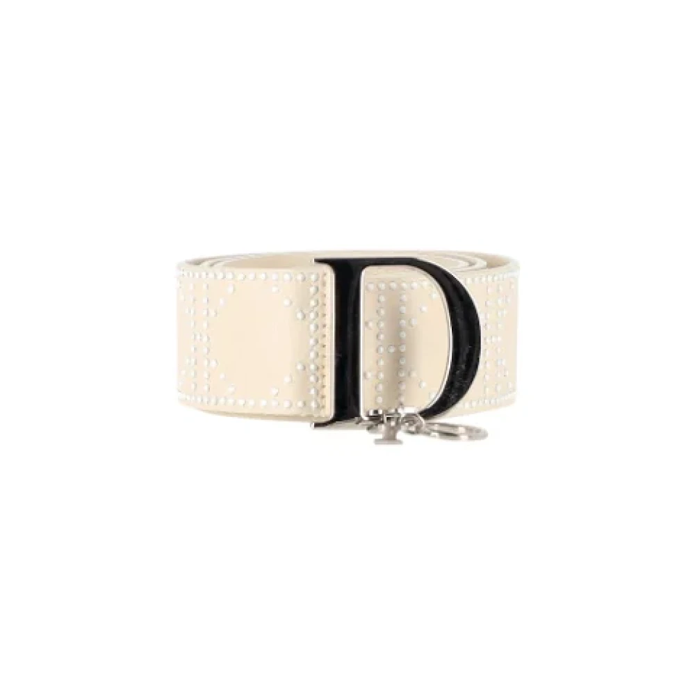 Dior Vintage Pre-owned Leather belts Beige Dames