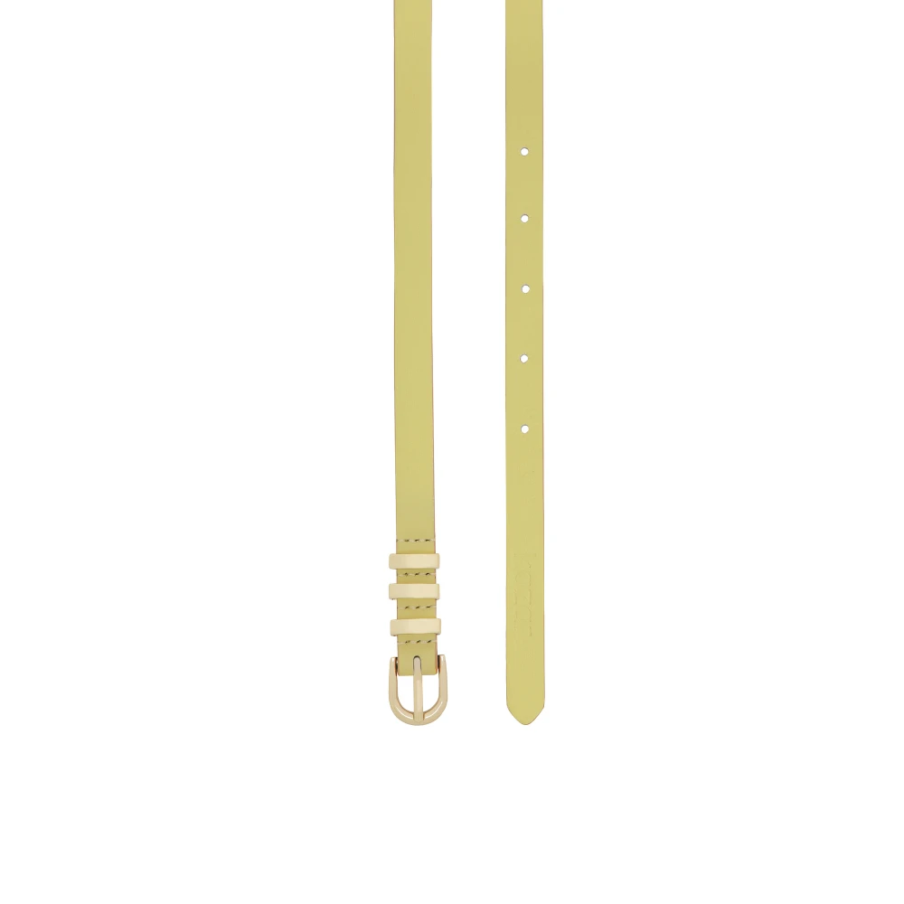 Kazar Smalle leren riem met gouden hardware Yellow Dames