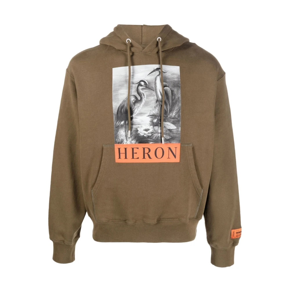 Heron Preston BW Logo Hoodie Dark Olive Black Green Heren