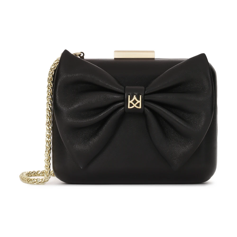 Kazar Zwarte clutch tas met een grote strik aan de voorkant Black Dames