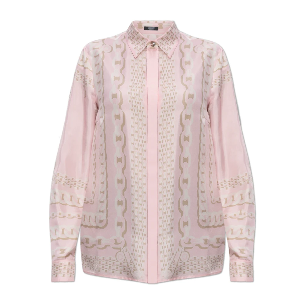Versace Femme Rose - Chemise En Soie À Patte De Boutonnage Cachée - Blouses Et Chemises - Taille: 40 Fr