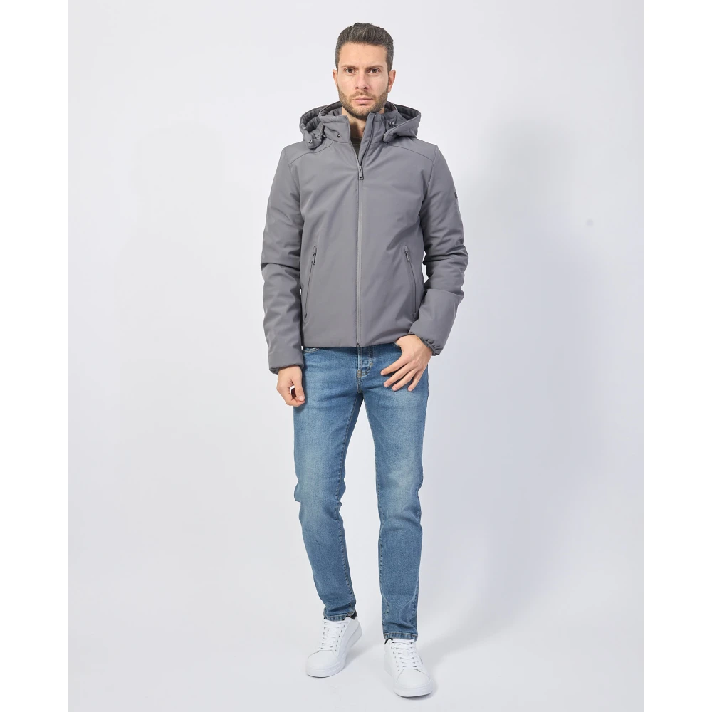 YES ZEE Grijze jas met capuchon en logopatch Gray Heren