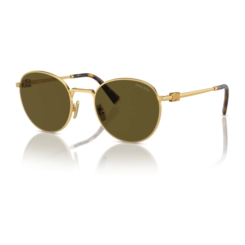 Miu Miu Women's Yellow Sunglasses,, Gold/Dark Brown Sunglasses Medium