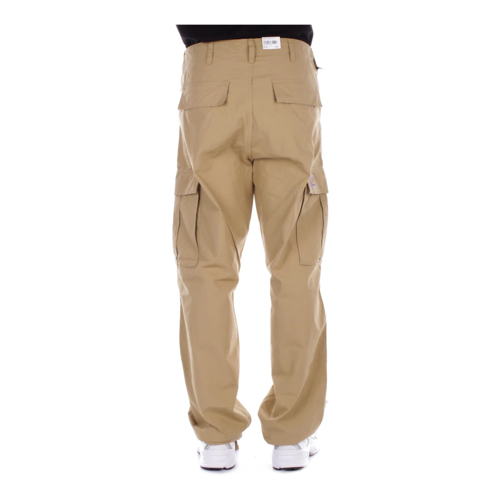 Carhartt WIP Donkergele Broek Logo Rits Knoop Yellow Heren