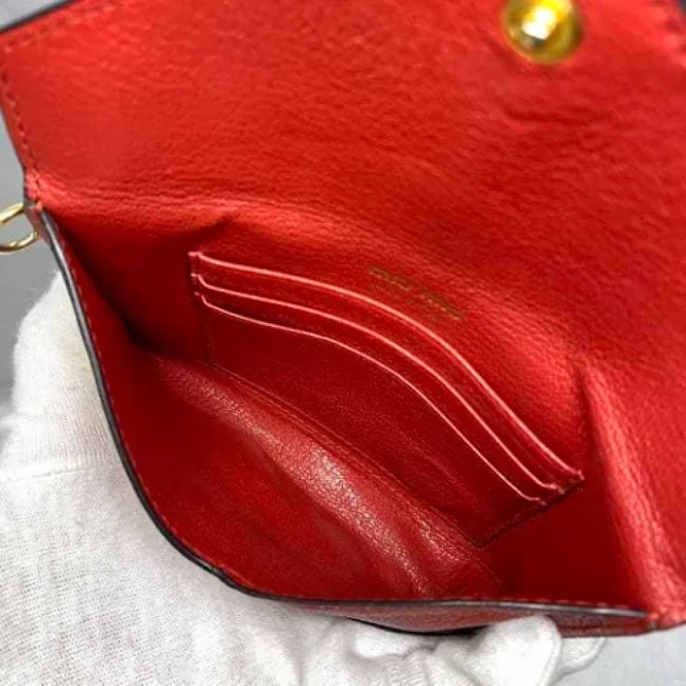 Miu Pre-owned Leather wallets Red Dames