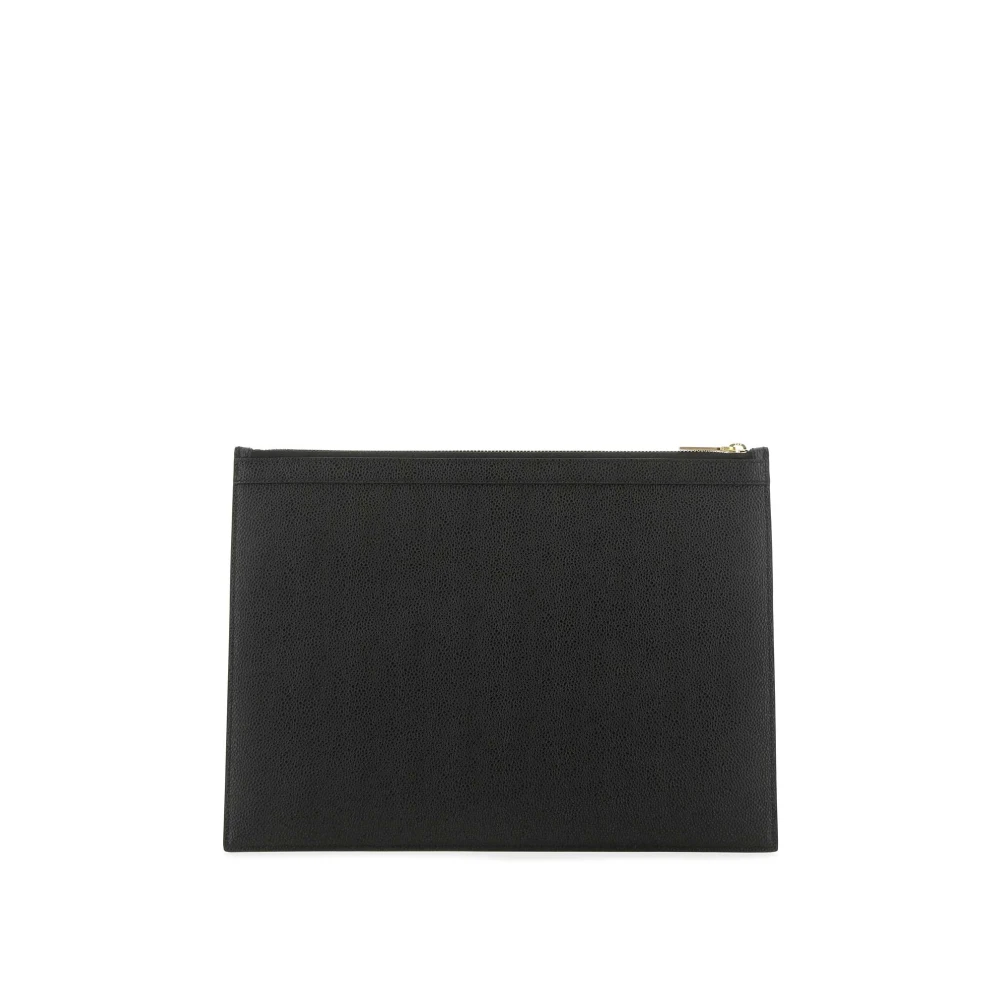 Thom Browne Stijlvolle Zwarte Leren Documentenmap Black Heren