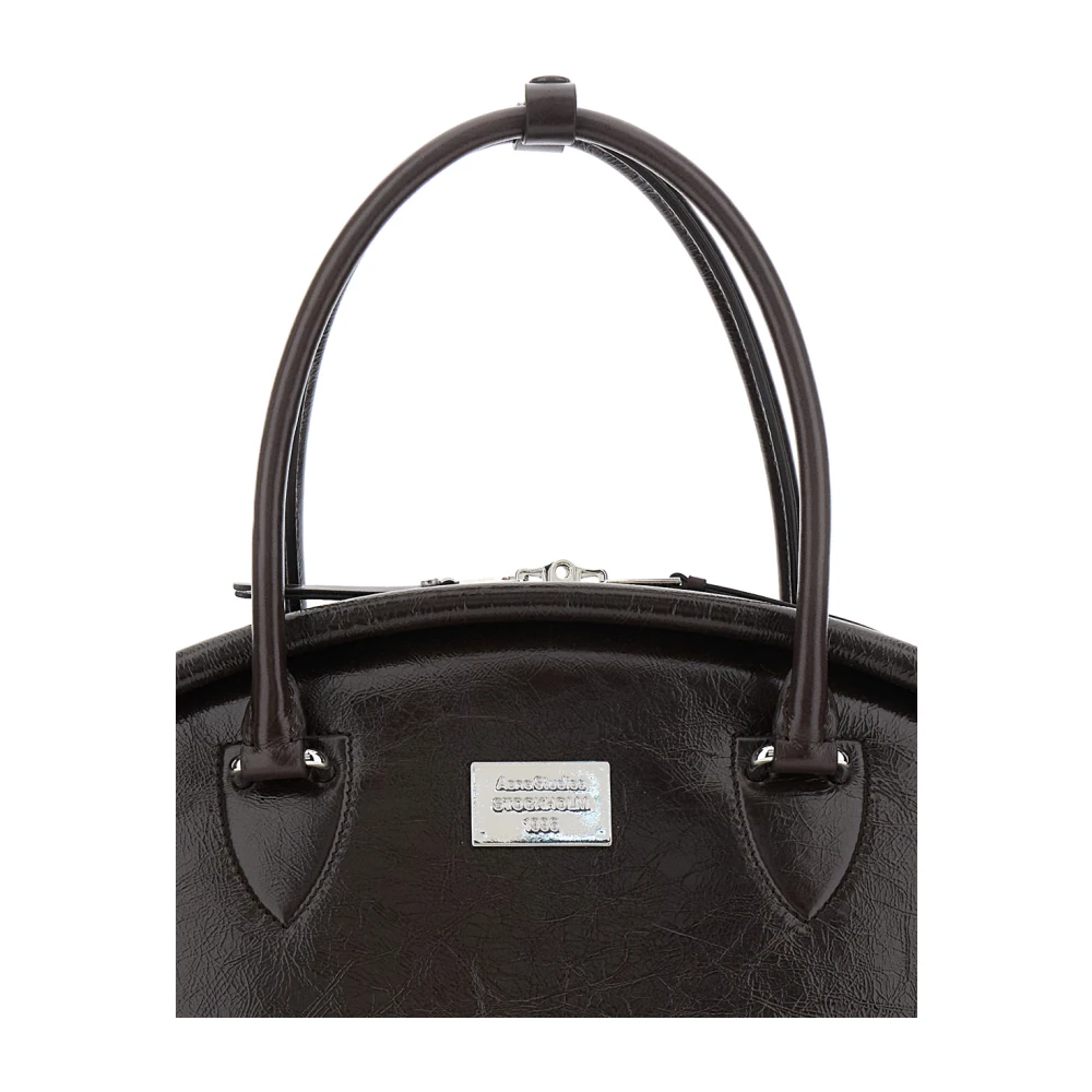 Acne Studios Bruine leren handtas met logoplaquette Brown Dames