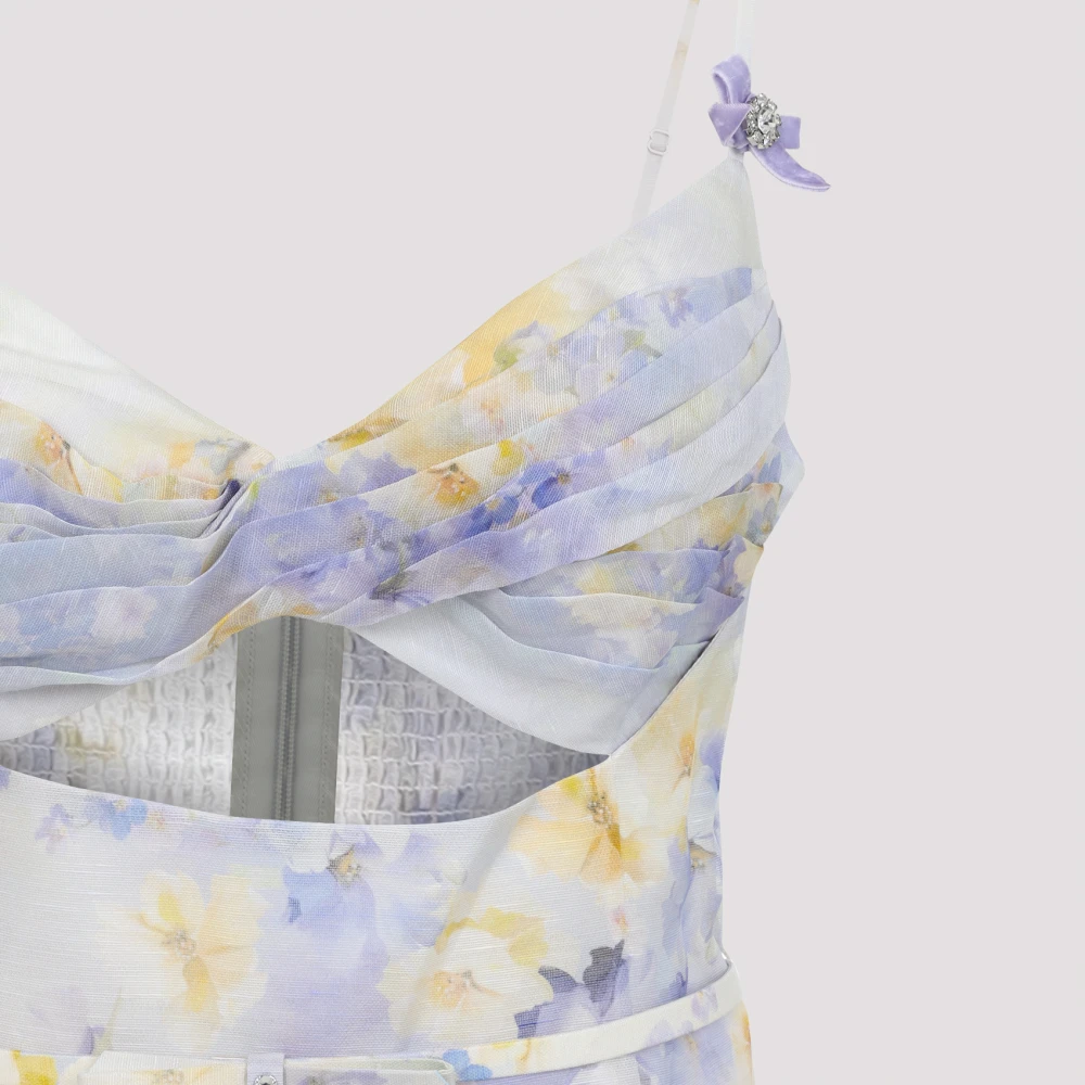 Zimmermann Bloemen Twist Front Midi Jurk Multicolor Dames