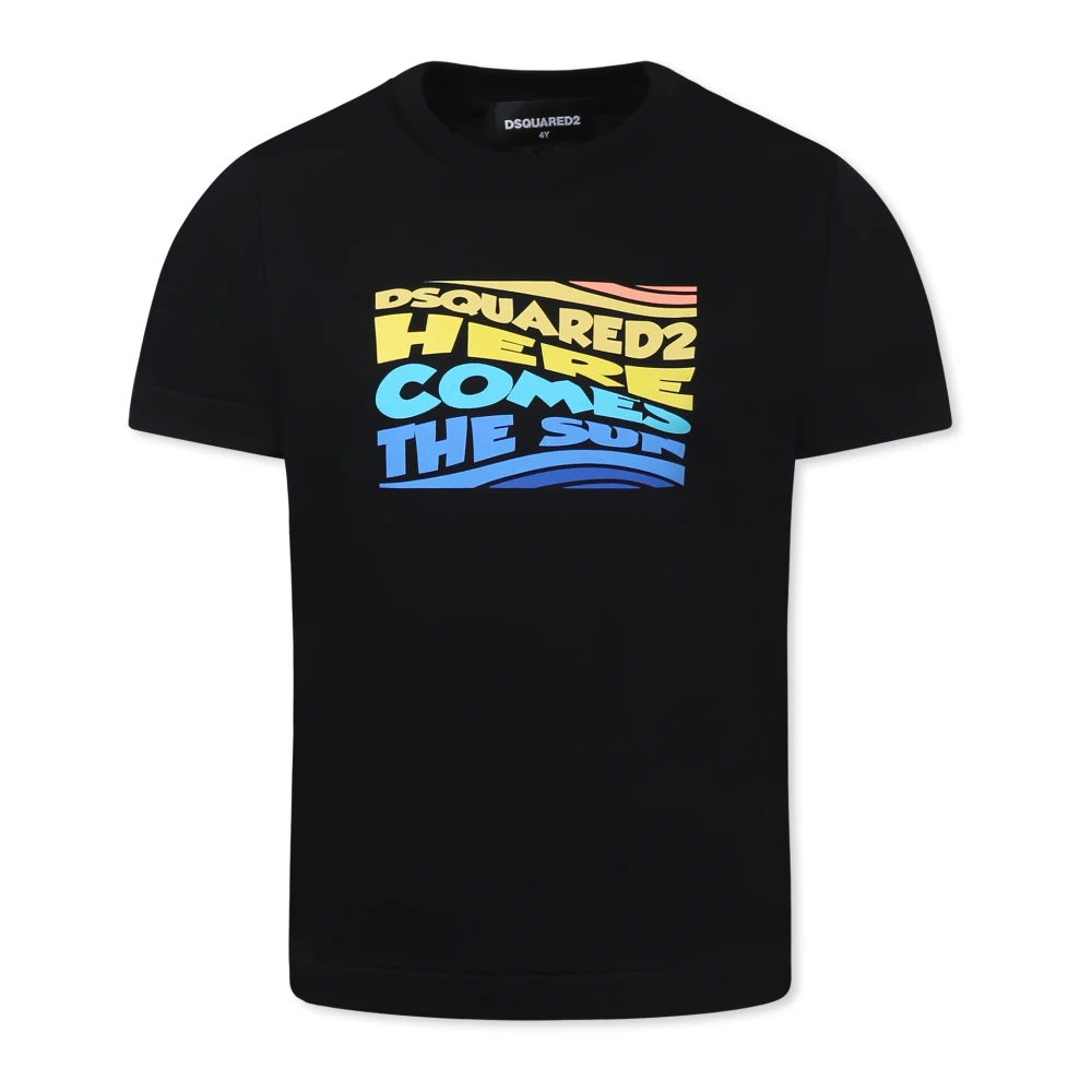 Dsquared2 Boys Black Cotton T-Shirt With Logo - Kids Short Sleeve T-Shirts - 14 Y - Kids