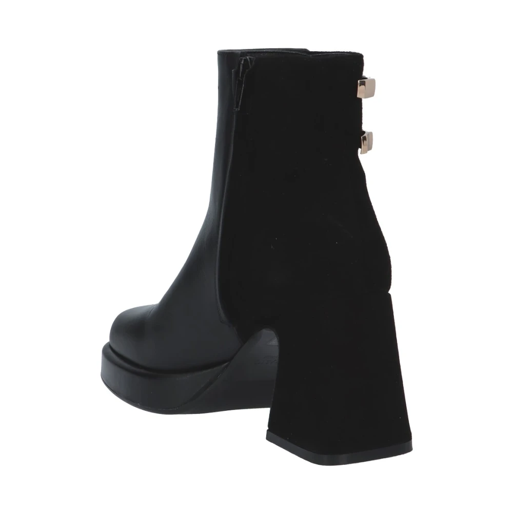 Albano Zwarte Leren Enkellaars Black Dames