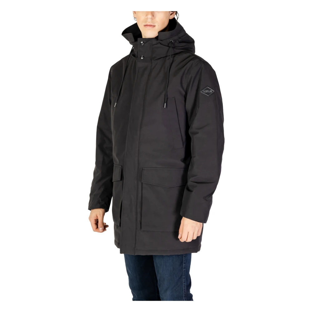 Replay Nylon Poly Jas Herfst Winter Collectie Black Heren
